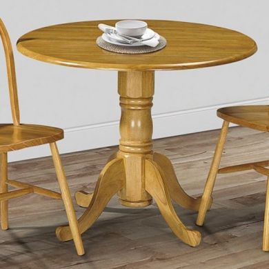Dundee Round Wooden Dining Table In Honey Oak