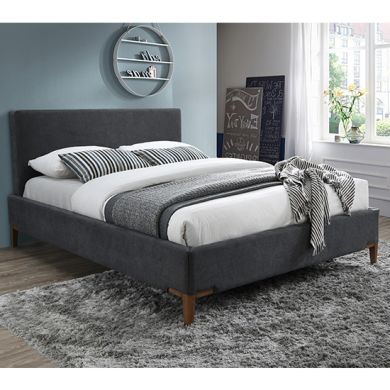 Durban Fabric Upholstered King Size Bed In Dark Grey