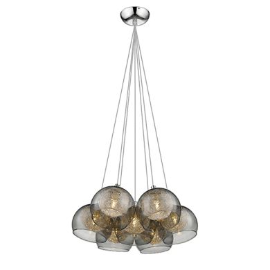 Ealing 7 Bulbs Decorative Ceiling Pendant Light In Chrome And Smoked Grey