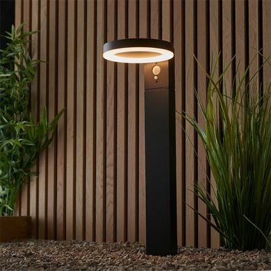 Ebro LED Outdoor Post In Textured Black With White Pc Diffuser