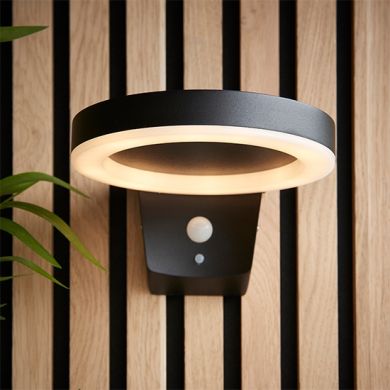 Ebro LED Outdoor Wall Light In Textured Black With White Pc Diffuser