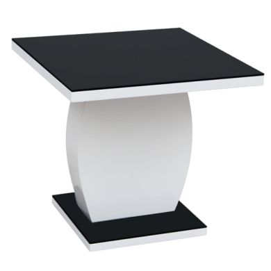 Edenhall Black Glass Lamp Table With Black And White High Gloss Base