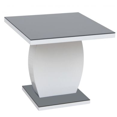 Edenhall Grey Glass Lamp Table With Grey And White High Gloss Base