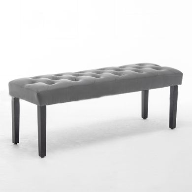 Edith Faux Leather Dining Bench In Grey