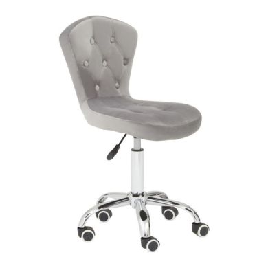 Ekona Velvet Upholstered Home And Office Chair In Grey