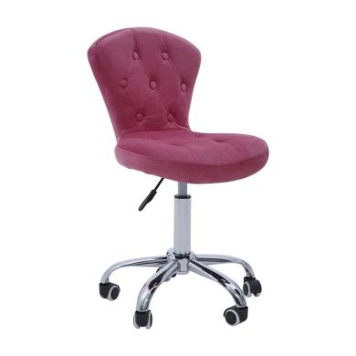 Ekona Velvet Upholstered Home And Office Chair In Pink