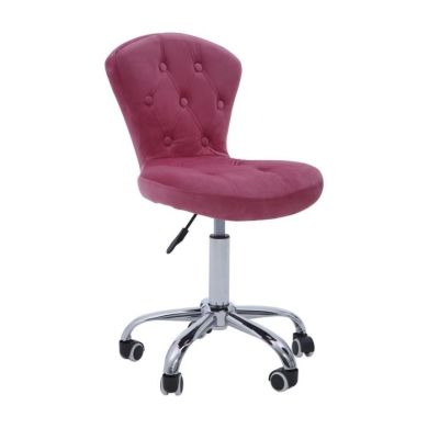 Ekona Velvet Upholstered Home And Office Chair In Pink