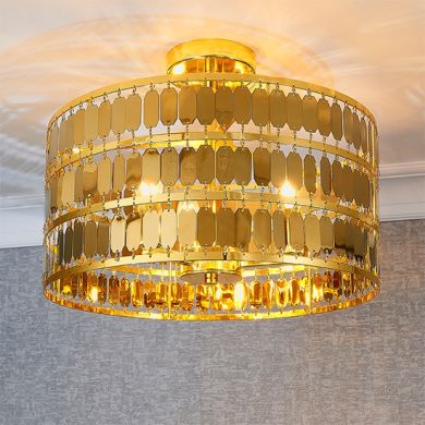 Eldora 3 Lights Flush Ceiling Light In Gold