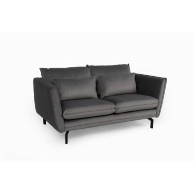 Elford Fabric 2 Seater Sofa In Grey With Black Metal Legs