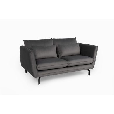 Elford Fabric 2 Seater Sofa In Grey With Black Metal Legs
