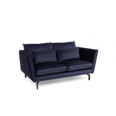 Elford Fabric 2 Seater Sofa In Navy With Black Metal Legs
