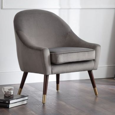 Elliot Velvet Armchair In Grey