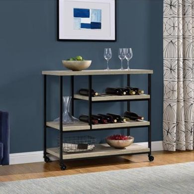 Elmwood Wooden Drinks Trolley In Oak