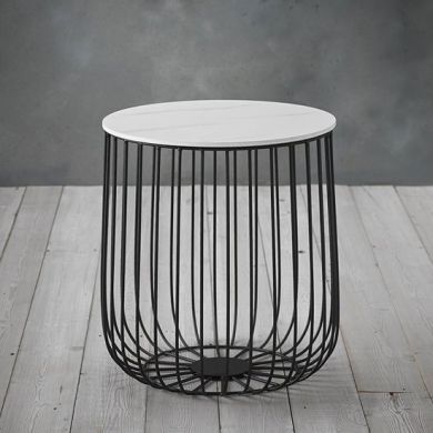 Enzo Small Marble Top Cage Coffee Table With Black Frame