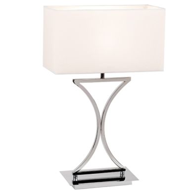 Epalle White Fabric Table Lamp In Chrome