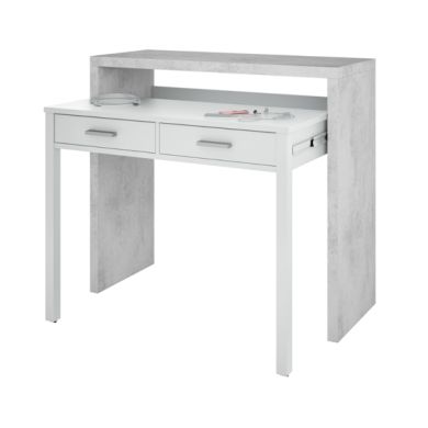 Epping Pull Out Computer Desk In White And Concrete