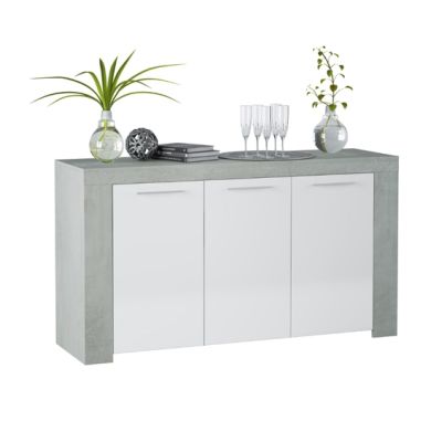 Epping Wooden Sideboard In White And Concrete With 3 Doors