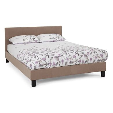 Evelyn Fabric Upholstered King Size Bed In Latte
