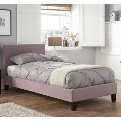 Evelyn Fabric Upholstered Single Bed In Latte