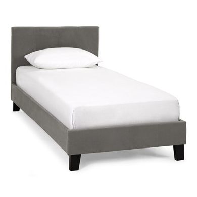 Evelyn Fabric Upholstered Single Bed In Steel