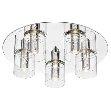 Evita 5 Bulbs Round Flush Ceiling Light In Chrome