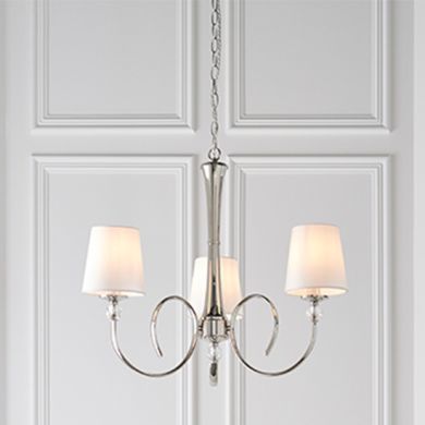 Fabia 3 Lights Ceiling Pendant Light In Polished Nickel With Vintage White Shades