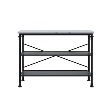 Fairmont Wooden Console Table In White Marble Effect