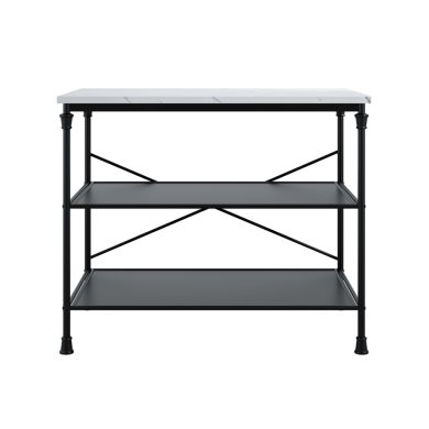 Fairmont Wooden Kitchen Island Table In White Marble Effect