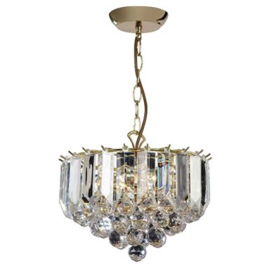 Fargo 3 Lights Clear Acrylic Small Ceiling Pendant Light In Brass
