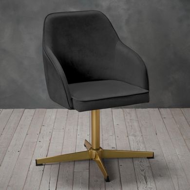 Felix Velvet Upholstered Home And Office Chair In Black