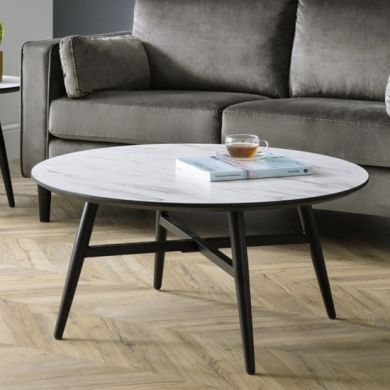 Firenze Wooden Coffee Table In White Marble Effect
