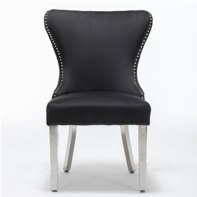 Florence Button Back Velvet Dining Chair In Black