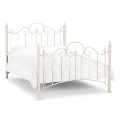 Florence Metal Double Bed In Stone White