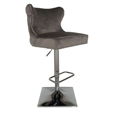 Florence Velvet Upholstered Bar Chair In Dark Grey