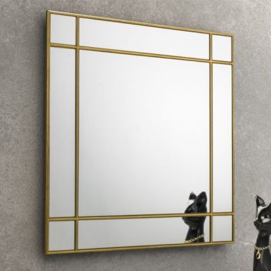 Fortissimo Square Wall Mirror In Gold Frame