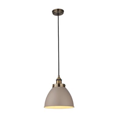 Franklin Small Taupe Shade Ceiling Pendant Light In Antique Brass