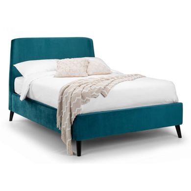 Frida Curved Velvet King Size Bed In Teal