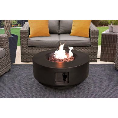 Fusion Garden And Patio Gas Fire Pit In Black Eco-Stone