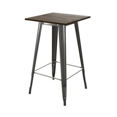 Fusion Square Wooden Bar Table In Antique Gun Metal