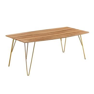 Fusion Wooden Coffee Table With Gold Metal Legs