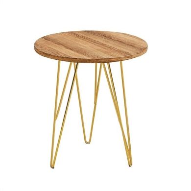 Fusion Wooden Lamp Table In Gold Metal Legs