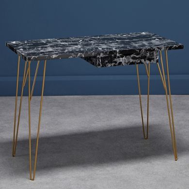 Fusion Wooden Laptop Desk And 1 Drawer In Black Marble Effect