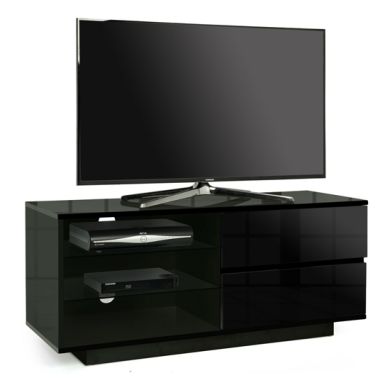 Gallus Ultra Wooden TV Stand In Black High Gloss With 2 Drawers