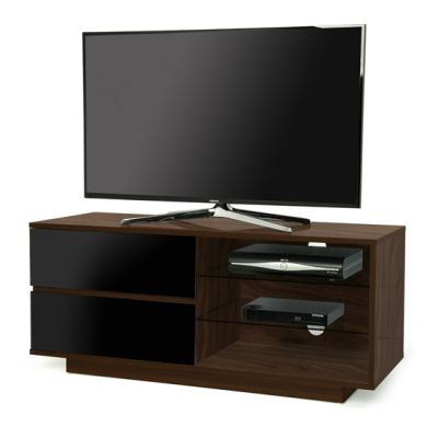 Gallus Wooden TV Stand In Walnut With 2 Black Drawers