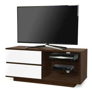 Gallus Wooden TV Stand In Walnut With 2 White Drawers
