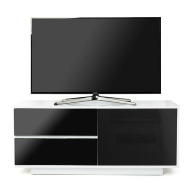 Gallus Wooden TV Stand In White High Gloss With 2 Black Drawers