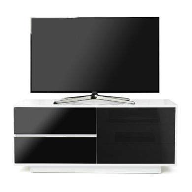 Gallus Ultra Wooden TV Stand In White High Gloss With 2 Black Drawers