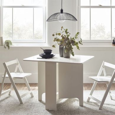 Gatan Small Gateleg Dining Table With 2 Chairs In White