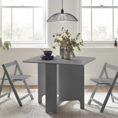 Gatan Small Gateleg Dining Table With 2 Chairs In Light Grey