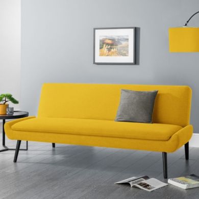 Gaudi Linen Fabric Upholstered Sofa Bed In Mustard